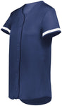 Augusta Sportswear Ladies Cutter+ Full Button Softball Jersey 6919 NAVY/WHITE S