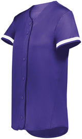 Augusta Sportswear Ladies Cutter+ Full Button Softball Jersey 6919 PURPLE/WHITE S