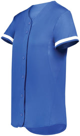 Augusta Sportswear Ladies Cutter+ Full Button Softball Jersey 6919 ROYAL/WHITE S