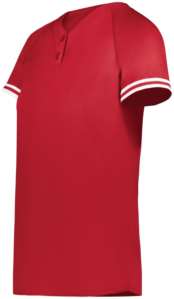 Augusta Sportswear Ladies Cutter+ Henley Jersey 6917 SCARLET/WHITE S