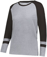 Augusta Sportswear Ladies Fanatic 2.0 Long Sleeve Tee 2917 GREY HEATHER/BLACK XXS
