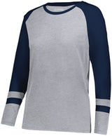 Augusta Sportswear Ladies Fanatic 2.0 Long Sleeve Tee 2917 GREY HEATHER/NAVY XXS