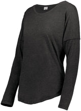 Augusta Sportswear Ladies Lux Tri - Blend Long Sleeve Tee 3077 BLACK HEATHER S
