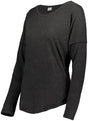 Augusta Sportswear Ladies Lux Tri - Blend Long Sleeve Tee 3077 BLACK HEATHER S