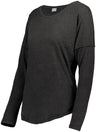 Augusta Sportswear Ladies Lux Tri - Blend Long Sleeve Tee 3077 BLACK HEATHER S