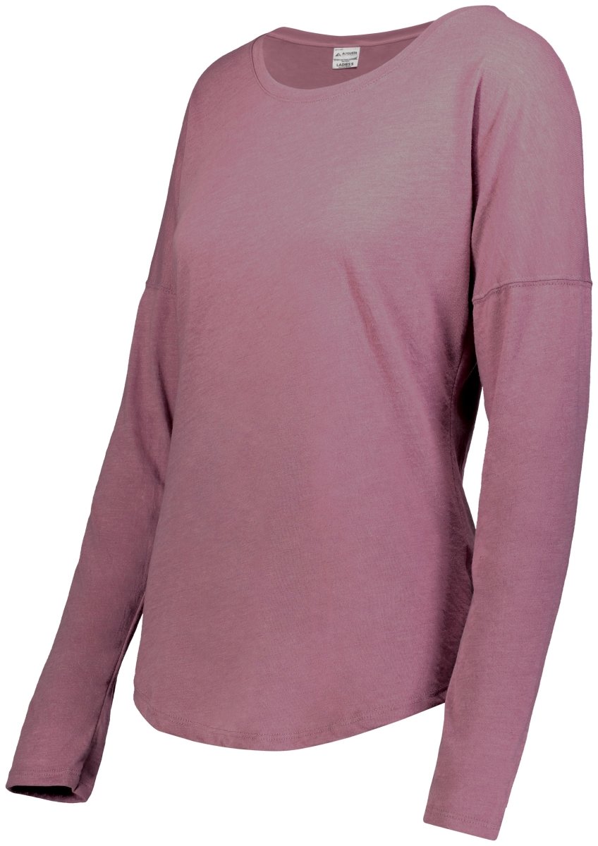 Augusta Sportswear Ladies Lux Tri - Blend Long Sleeve Tee 3077 DUSTY ROSE HEATHER S