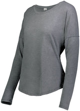 Augusta Sportswear Ladies Lux Tri - Blend Long Sleeve Tee 3077 GREY HEATHER S