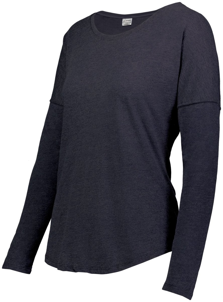 Augusta Sportswear Ladies Lux Tri - Blend Long Sleeve Tee 3077 NAVY HEATHER S