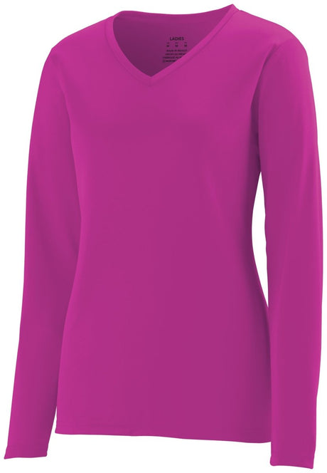 Augusta Sportswear Ladies NexGen Wicking Long Sleeve Tee 1788 POWER PINK S