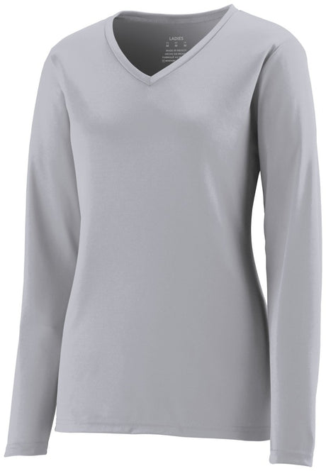 Augusta Sportswear Ladies NexGen Wicking Long Sleeve Tee 1788 SILVER S