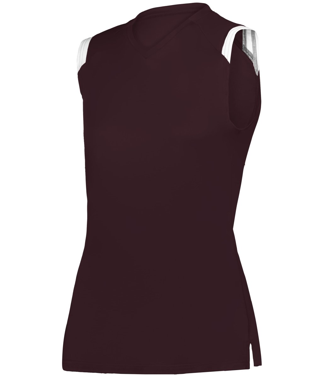 Augusta Sportswear LADIES ON THE RISE SLEEVELESS SOFTBALL JERSEY 495100 MAROON/WHITE (BA) S