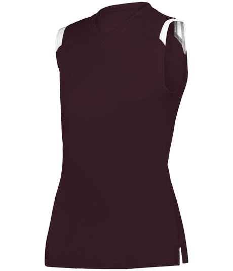 Augusta Sportswear LADIES ON THE RISE SLEEVELESS SOFTBALL JERSEY 495100 MAROON/WHITE (BA) S
