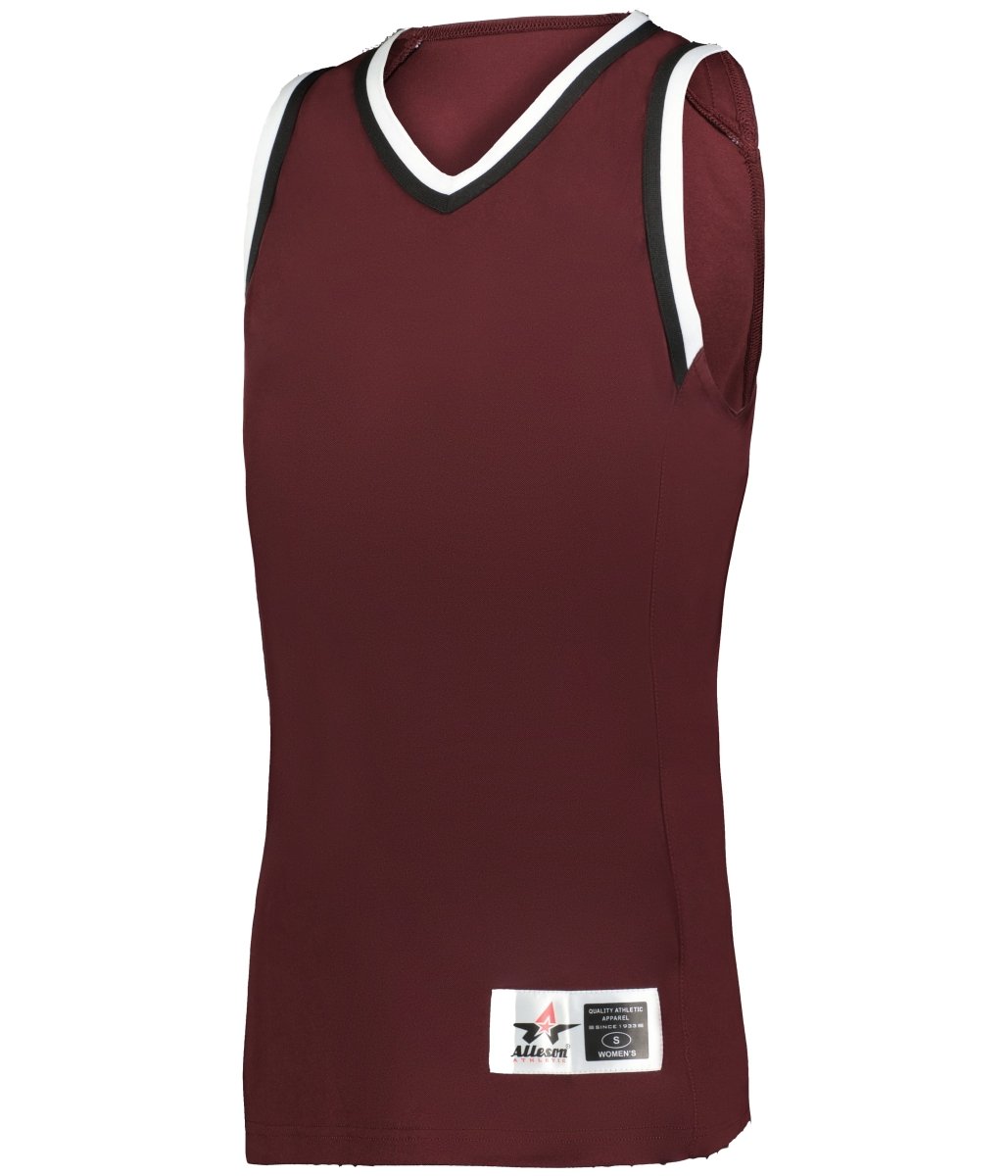 Augusta Sportswear LADIES RETRO BASKETBALL JERSEY - Augusta Sportswear A55000 MAROON/BLACK/WHITE (BA) S