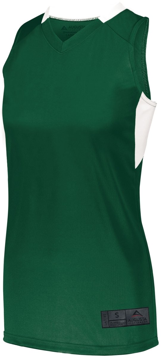 Augusta Sportswear Ladies Step - Back Basketball Jersey 1732 DARK GREEN/WHITE S