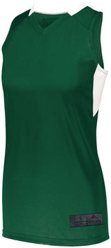 Augusta Sportswear Ladies Step - Back Basketball Jersey 1732 DARK GREEN/WHITE S