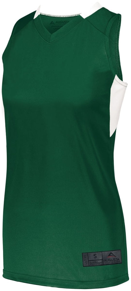 Augusta Sportswear Ladies Step - Back Basketball Jersey 1732 DARK GREEN/WHITE S
