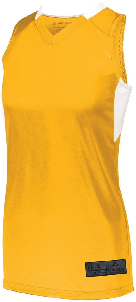 Augusta Sportswear Ladies Step - Back Basketball Jersey 1732 GOLD/WHITE S