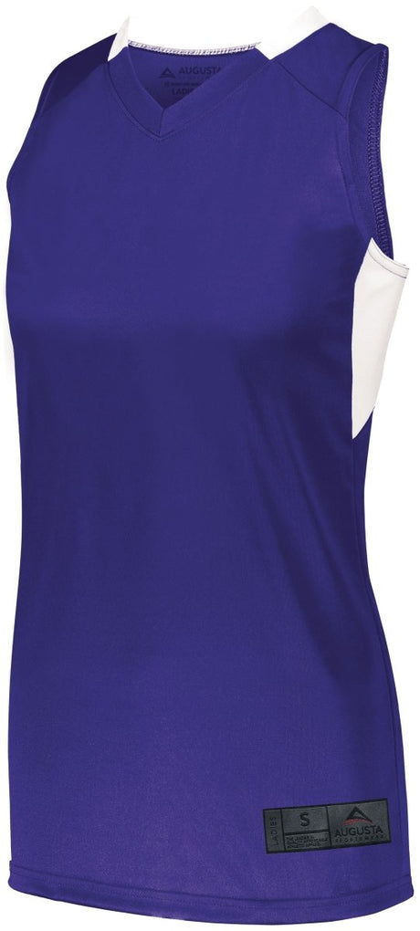 Augusta Sportswear Ladies Step - Back Basketball Jersey 1732 PURPLE/WHITE S
