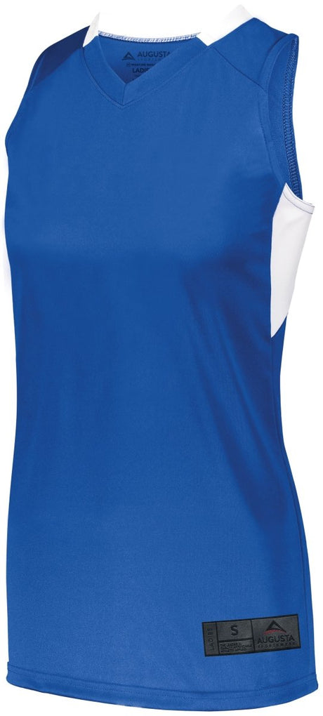 Augusta Sportswear Ladies Step - Back Basketball Jersey 1732 ROYAL/WHITE S