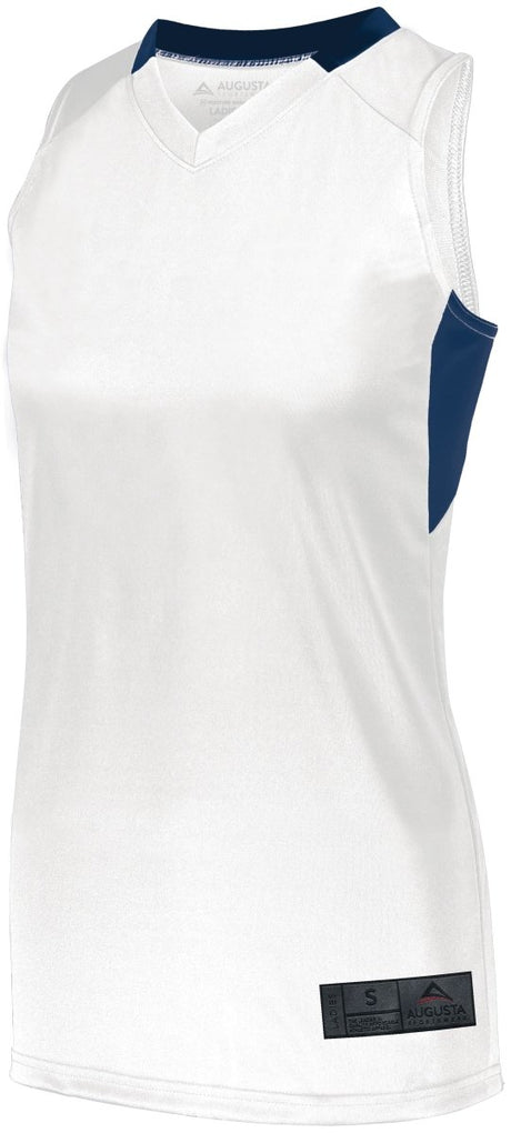 Augusta Sportswear Ladies Step - Back Basketball Jersey 1732 WHITE/NAVY S