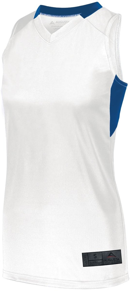 Augusta Sportswear Ladies Step - Back Basketball Jersey 1732 WHITE/ROYAL S