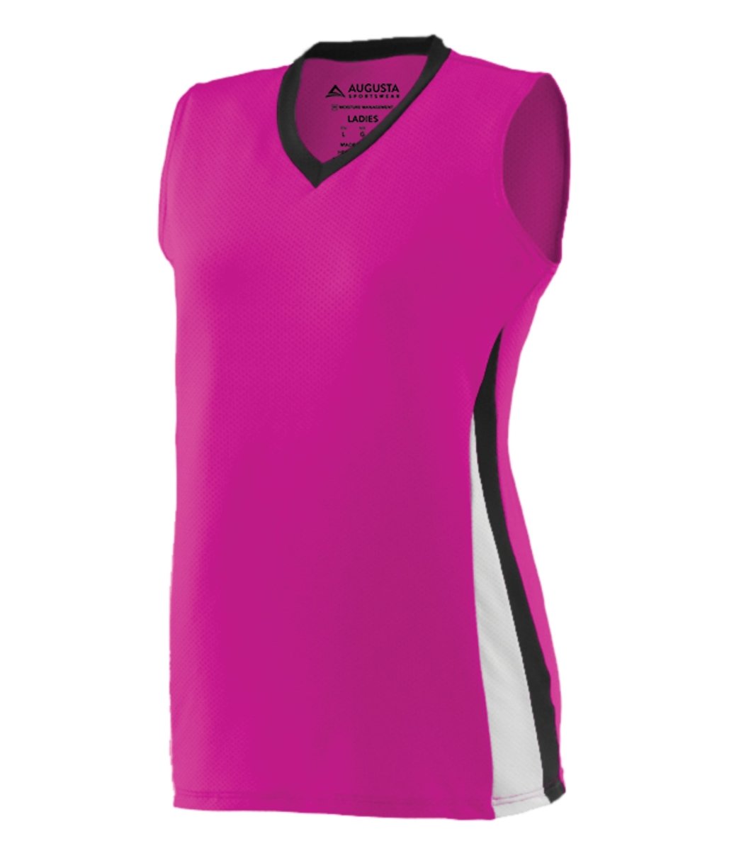 Augusta Sportswear Ladies Tornado Jersey 1355 POWER PINK/BLACK/WHITE S