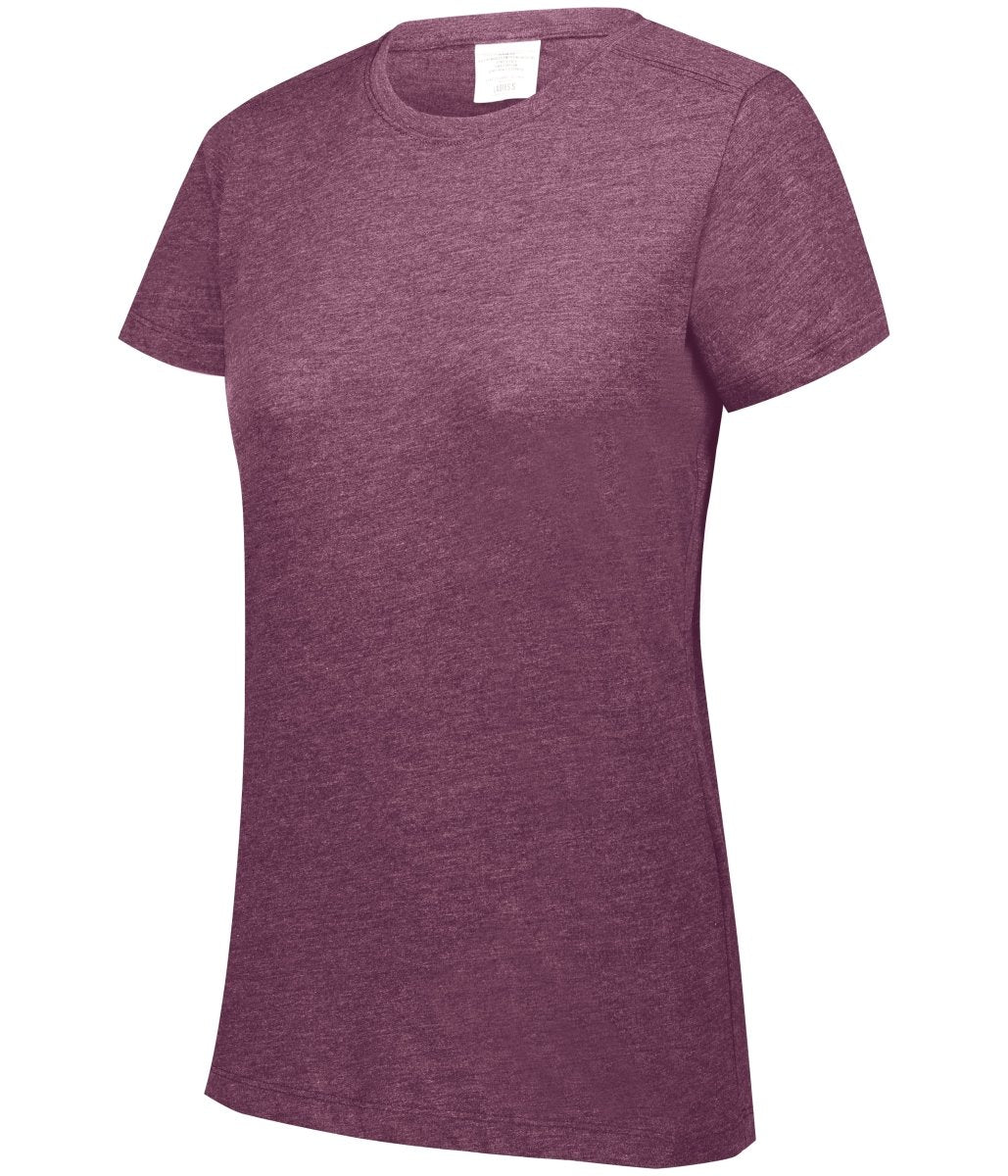 Augusta Sportswear Ladies Tri - Blend Tee 3067 MAROON HEATHER S
