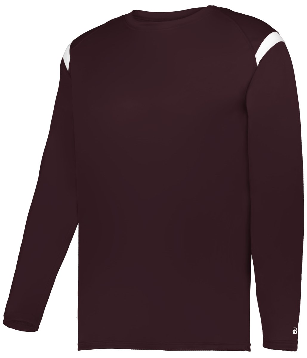 Augusta Sportswear ON THE RISE LONG SLEEVE TEE 425500 MAROON/WHITE (BA) S