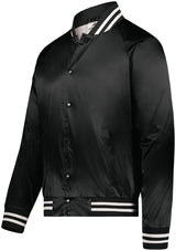 Augusta Sportswear Satin Baseball Jacket/Striped Trim 3610 BLACK/WHITE S