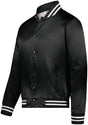 Augusta Sportswear Satin Baseball Jacket/Striped Trim 3610 BLACK/WHITE S