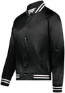 Augusta Sportswear Satin Baseball Jacket/Striped Trim 3610 BLACK/WHITE S