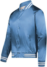 Augusta Sportswear Satin Baseball Jacket/Striped Trim 3610 COLUMBIA BLUE/WHITE S