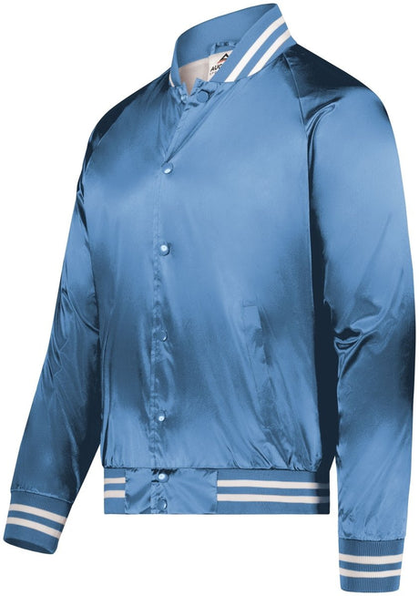 Augusta Sportswear Satin Baseball Jacket/Striped Trim 3610 COLUMBIA BLUE/WHITE S