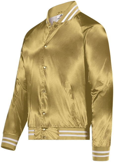 Augusta Sportswear Satin Baseball Jacket/Striped Trim 3610 METALLIC GOLD/WHITE S