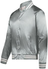 Augusta Sportswear Satin Baseball Jacket/Striped Trim 3610 METALLIC SILVER/WHITE S