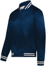 Augusta Sportswear Satin Baseball Jacket/Striped Trim 3610 NAVY/WHITE S
