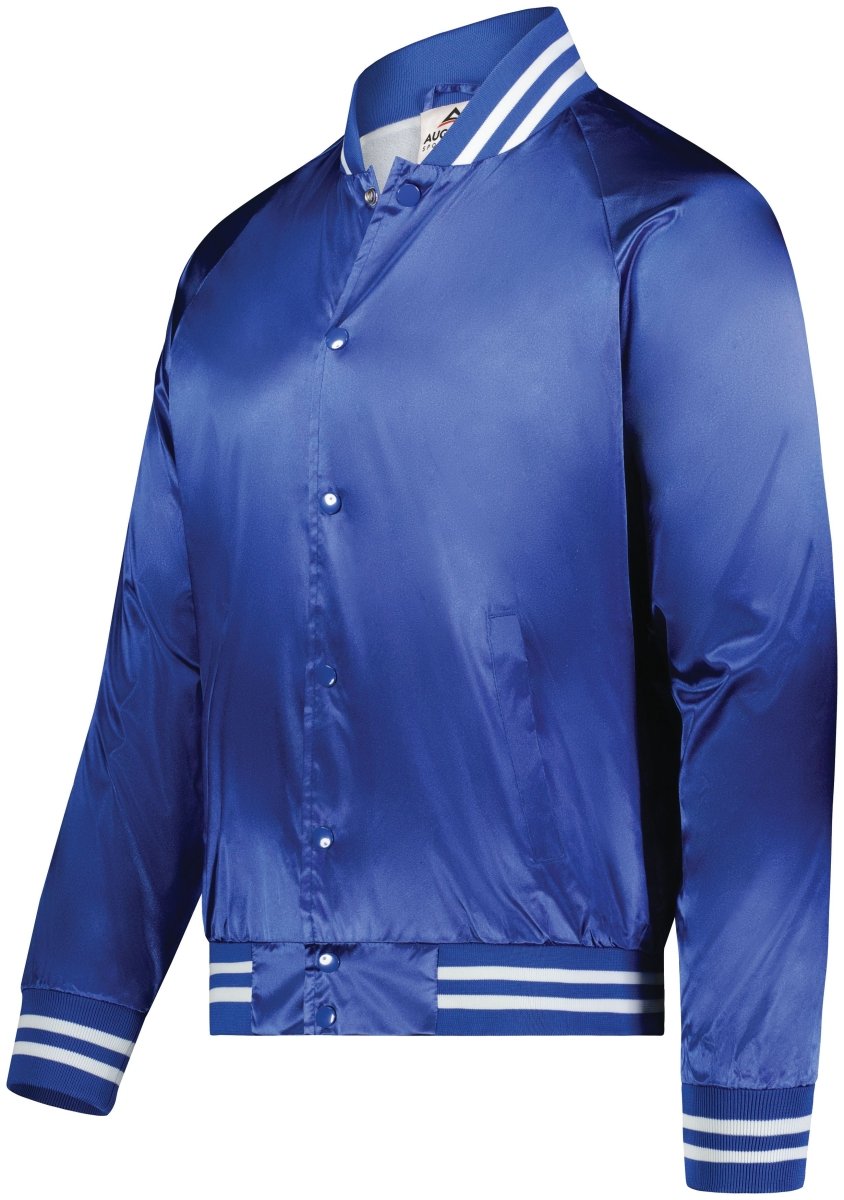 Augusta Sportswear Satin Baseball Jacket/Striped Trim 3610 ROYAL/WHITE S