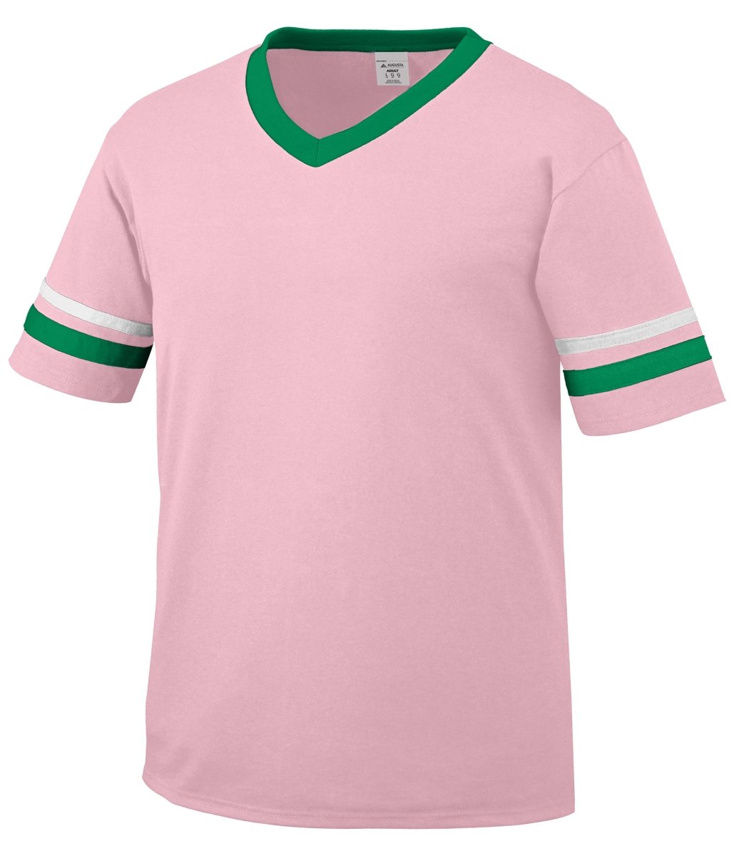 Augusta Sportswear Sleeve Stripe Jersey 360 LIGHT PINK/KELLY/WHITE S