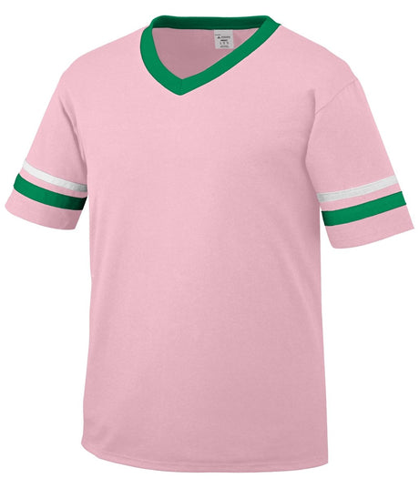 Augusta Sportswear Sleeve Stripe Jersey 360 LIGHT PINK/KELLY/WHITE S