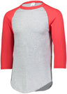 Augusta Sportswear Youth Baseball 3/4 Sleeve Tee 2.0 4421 ATHLETIC HEATHER/RED S