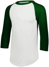 Augusta Sportswear Youth Baseball 3/4 Sleeve Tee 2.0 4421 WHITE/DARK GREEN S
