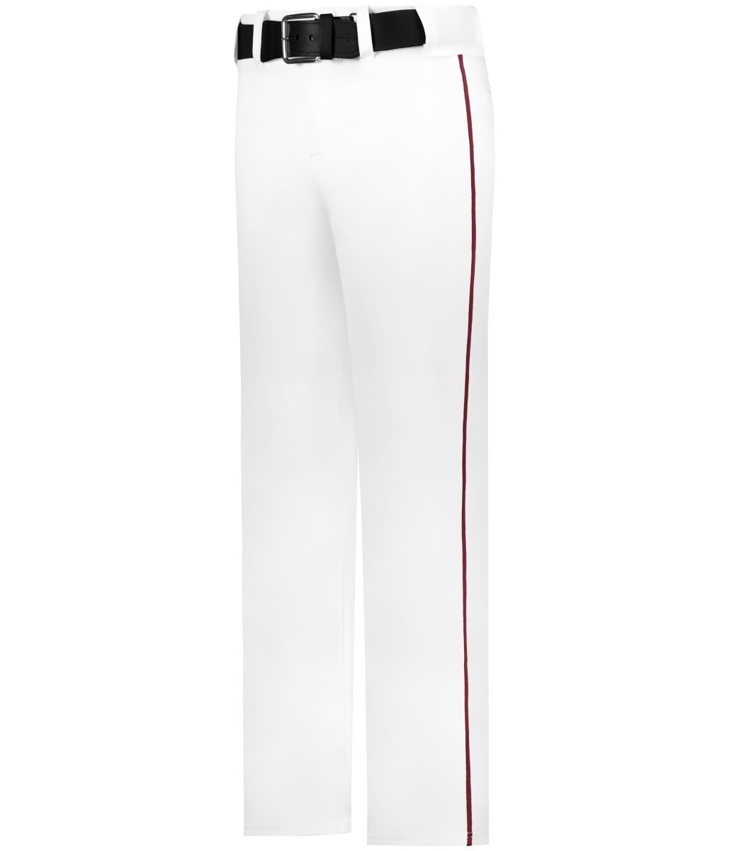 Augusta Sportswear YOUTH BASEBALL PANT WITH BRAID 605WLBY WHITE/LIGHT MAROON (BA) S