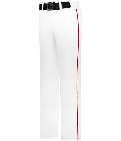 Augusta Sportswear YOUTH BASEBALL PANT WITH BRAID 605WLBY WHITE/RED (BA) S