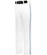 Augusta Sportswear YOUTH BASEBALL PANT WITH BRAID 605WLBY WHITE/ROYAL (BA) S