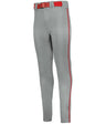 Augusta Sportswear YOUTH CRUSH TAPERED BASEBALL PANT WITH BRAID 657CTBY GREY/RED (BA) S