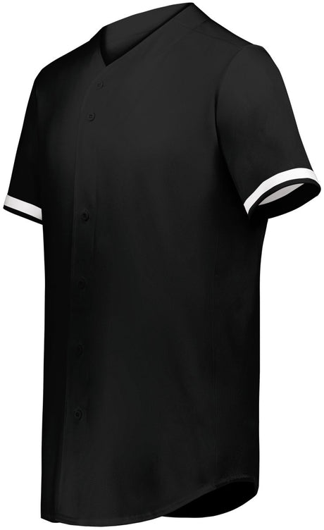 Augusta Sportswear Youth Cutter+ Full Button Baseball Jersey 6910 BLACK/WHITE S