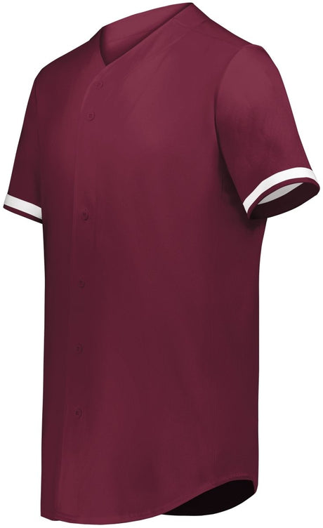 Augusta Sportswear Youth Cutter+ Full Button Baseball Jersey 6910 MAROON/WHITE S