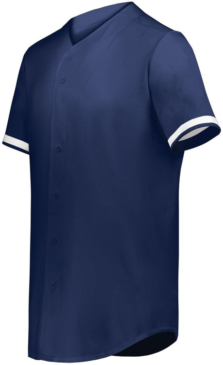 Augusta Sportswear Youth Cutter+ Full Button Baseball Jersey 6910 NAVY/WHITE S