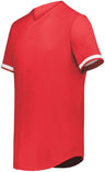 Augusta Sportswear Youth Cutter+ Full Button Baseball Jersey 6910 SCARLET/WHITE S