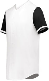 Augusta Sportswear Youth Cutter+ Full Button Baseball Jersey 6910 WHITE/BLACK S